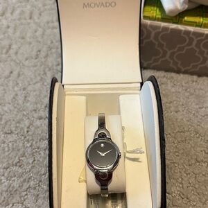 Movado Women's Watch with Black Dial and Silver Band